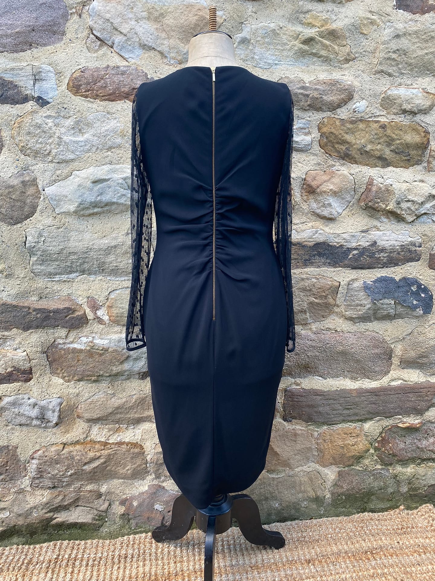 Jet Black Gathered Dress