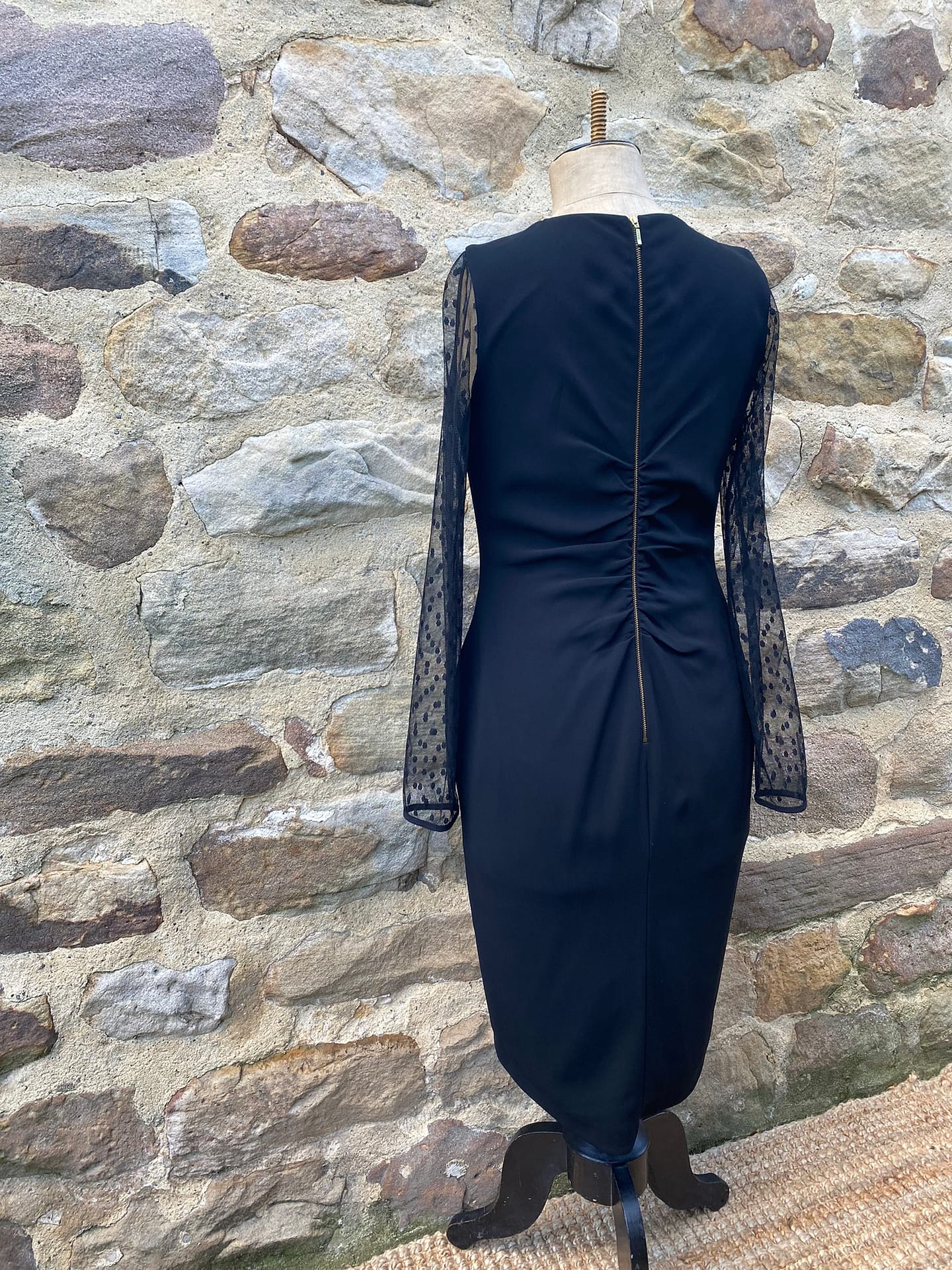 Black gather waisted dress